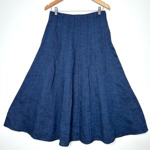Massimo Dutti A-Line Full Feminine Dark Wash Denim Maxi Skirt